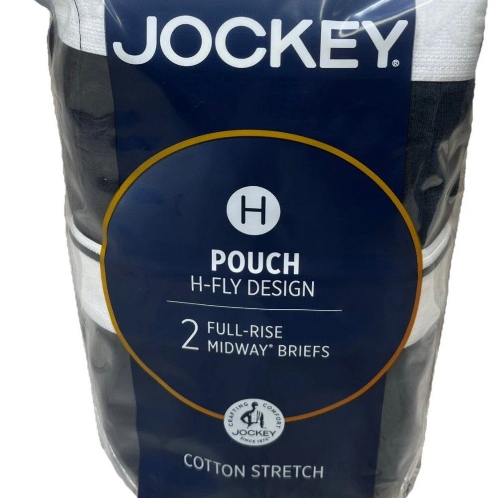 Jockey Midway Briefs H-Fly Pouch Full-Rise Black Size 2XL, 2 pkgs. x 2pr. = 4pr.